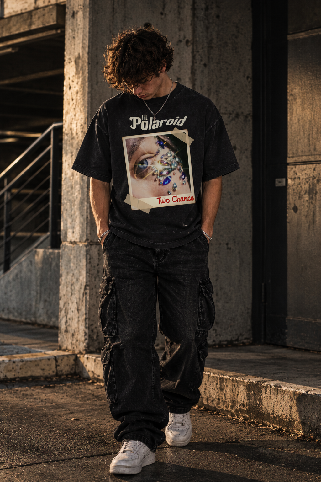 Vintage Washed Oversized Cotton T-Shirt “Polaroid”