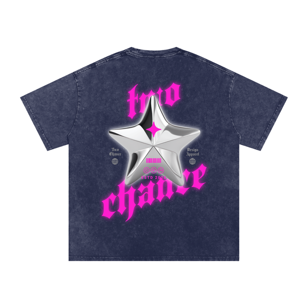 Snow Washed Oversized Cotton T-Shirt “Shootin Star”