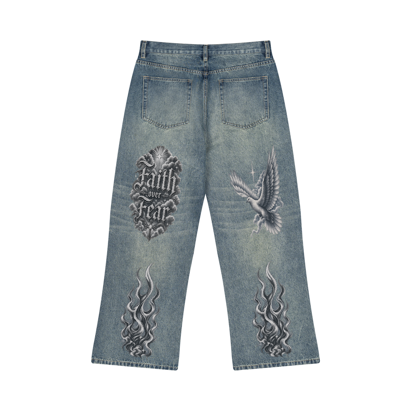 Men’s Wide Leg Jeans “Clouded Faith”