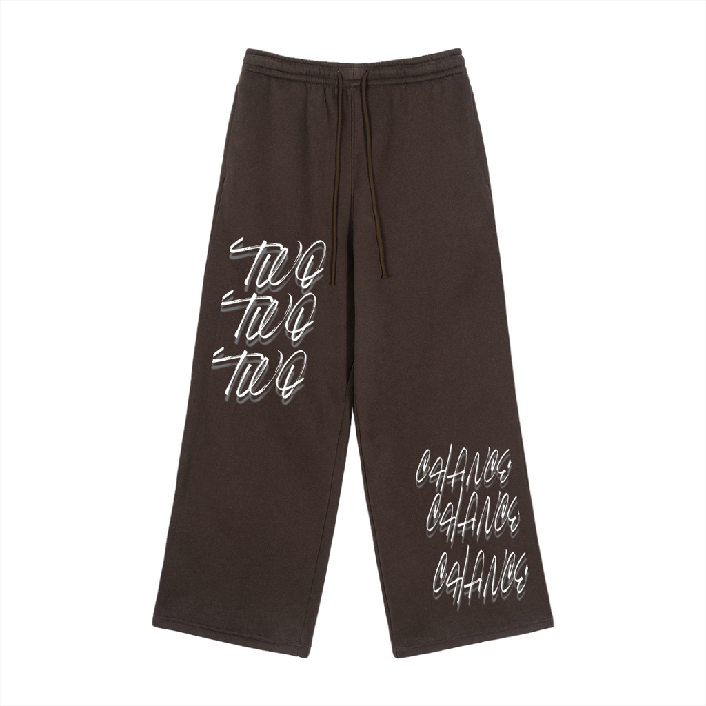 Fleece Drawstring Straight-Leg Sweatpants “Repeat it”