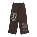 Fleece Drawstring Straight-Leg Sweatpants “Repeat it”