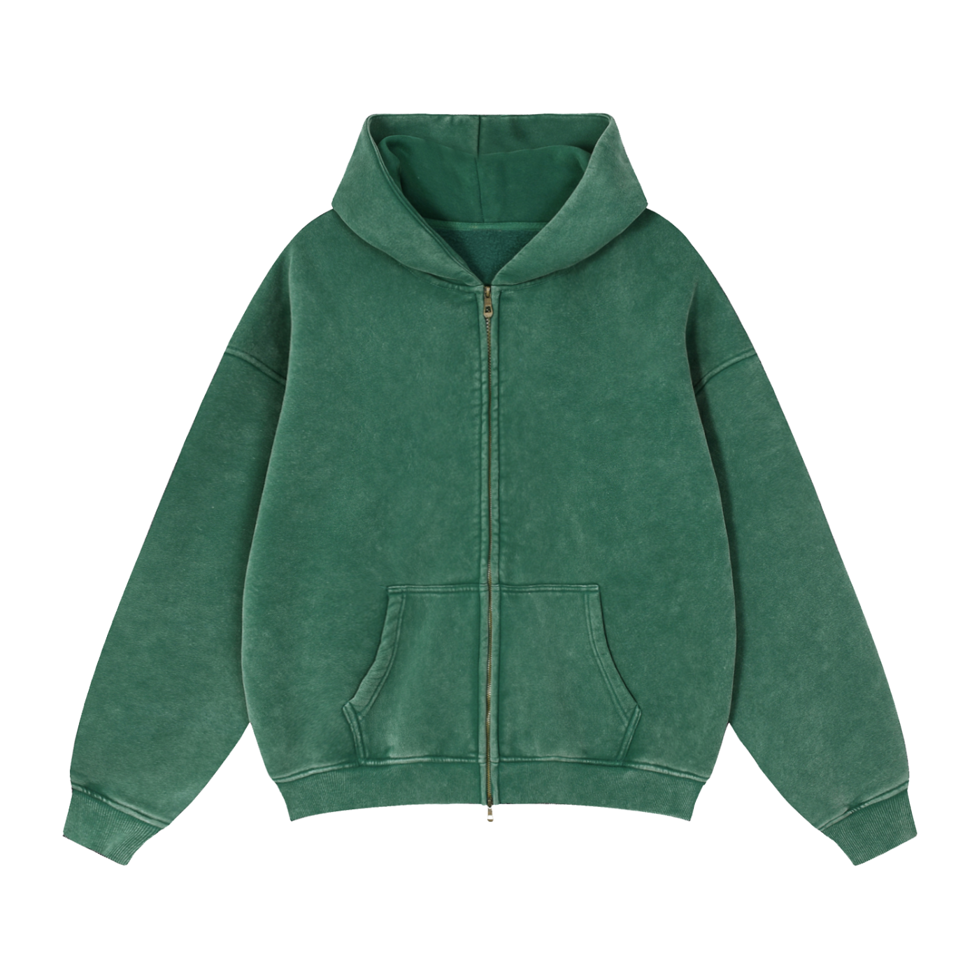 Zip-Through Boxy Fleece Hoodie “Global”