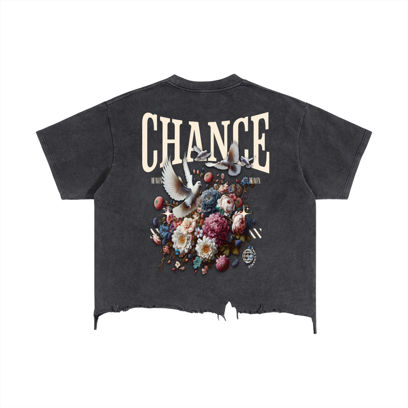 Distressed Hem T-Shirt “The Garden”