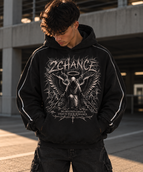 Boxy Piping Fleece Hoodie “Discipline”