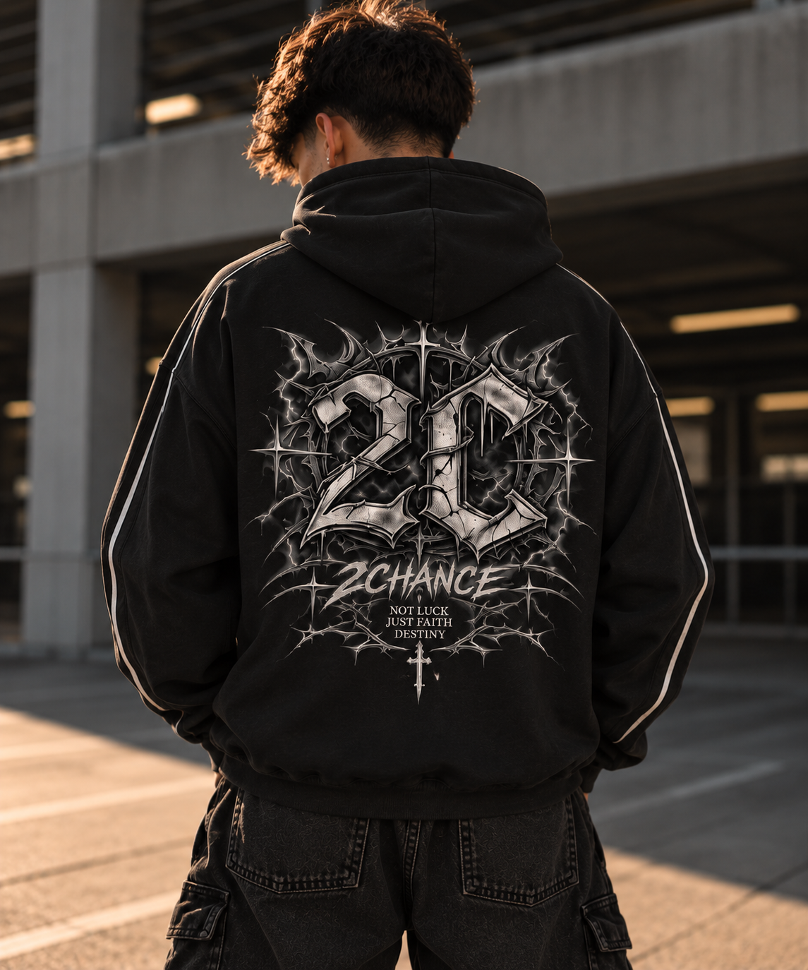 Boxy Piping Fleece Hoodie “Discipline”