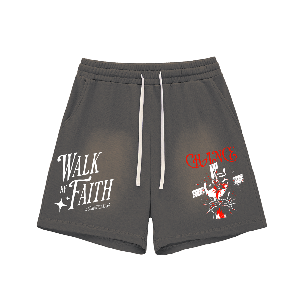 Sun Fade Cotton Shorts “Crucifixion”