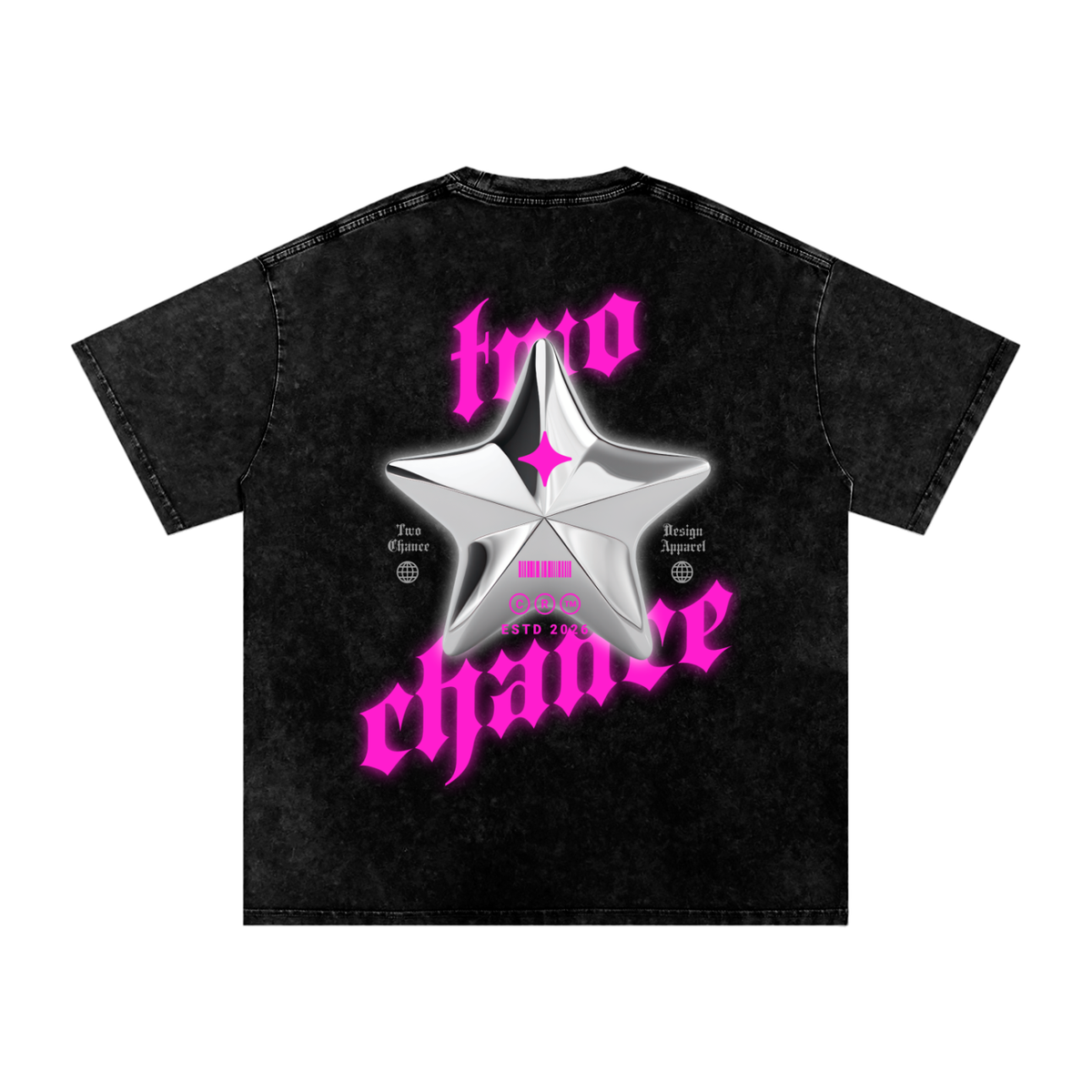 Snow Washed Oversized Cotton T-Shirt “Shootin Star”