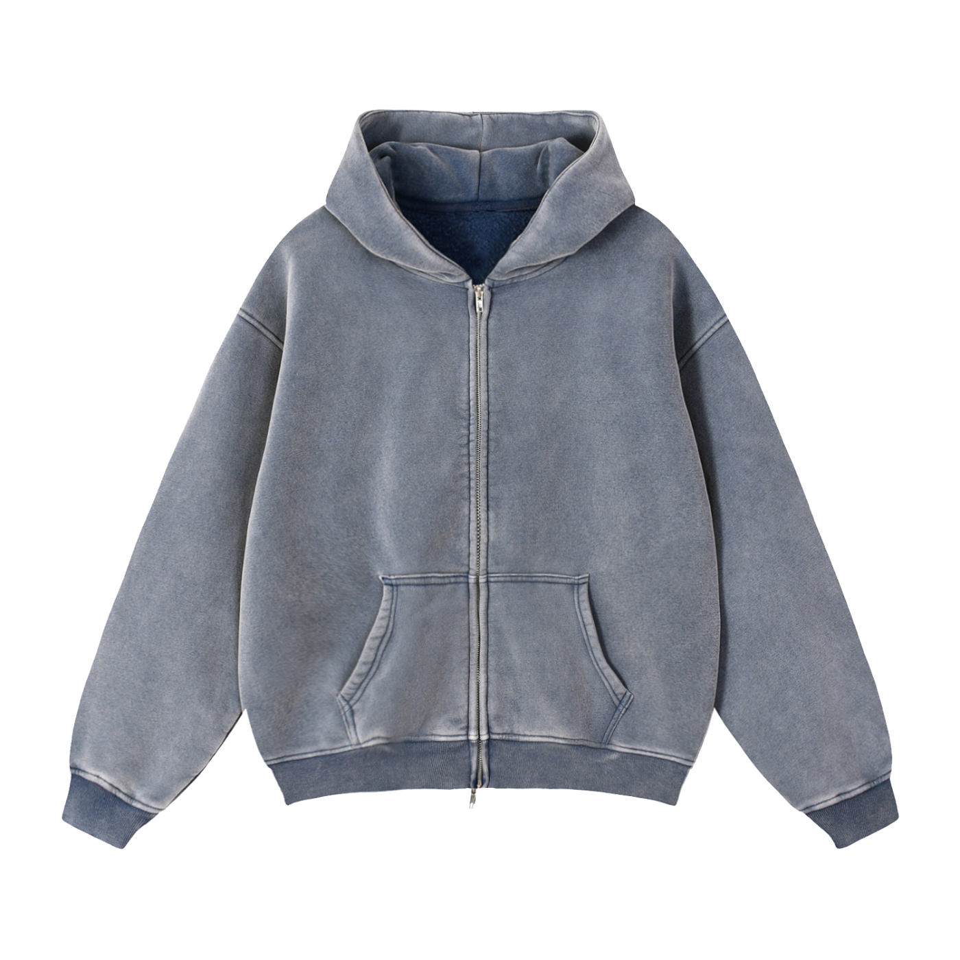 Zip-Through Boxy Fleece Hoodie “Heavens Light”
