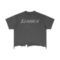 Boxy Distressed Hem T-Shirt “Fingerprints”