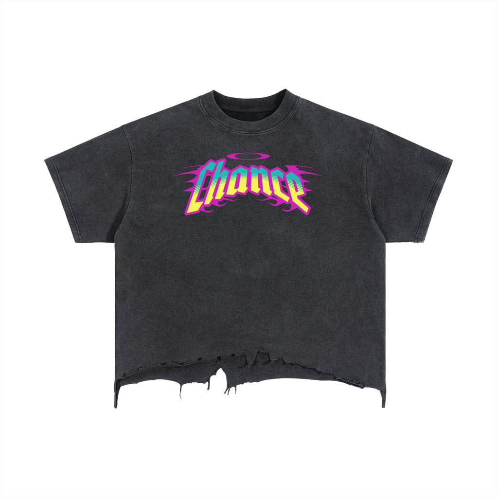 Vintage Wash Boxy Distressed "Chance" T-Shirt