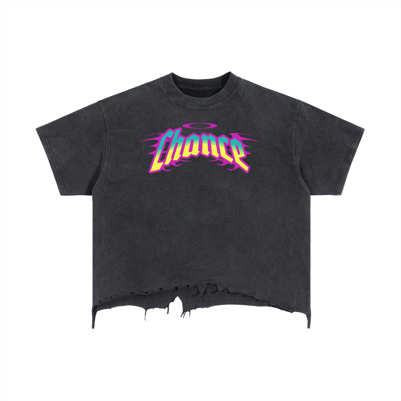 Vintage Wash Boxy Distressed "Chance" T-Shirt