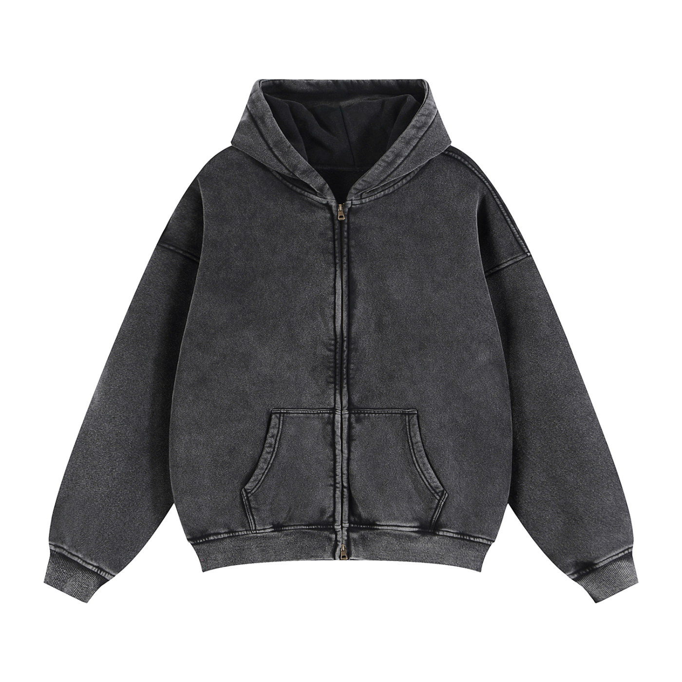 Zip-Through Boxy Fleece Hoodie “Golden”